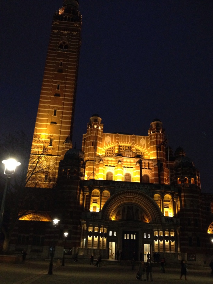 walked past the Westminster Cathedral on the way to the theatre in London